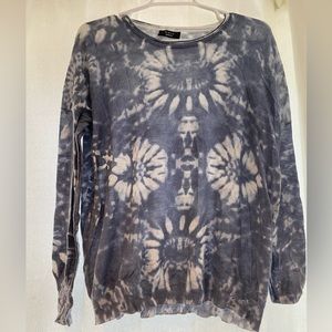 Tie dye lightweight sweater in washed denim tone.